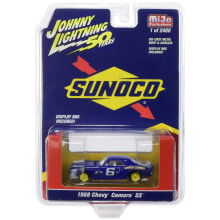1968 Chevrolet Camaro SS #6""""Sunoco Dunkelblau, limitierte Auflage auf 2.400 Stck weltweit, 1/64 Druckguss-Modellauto von Johnny Lightning JLCP7