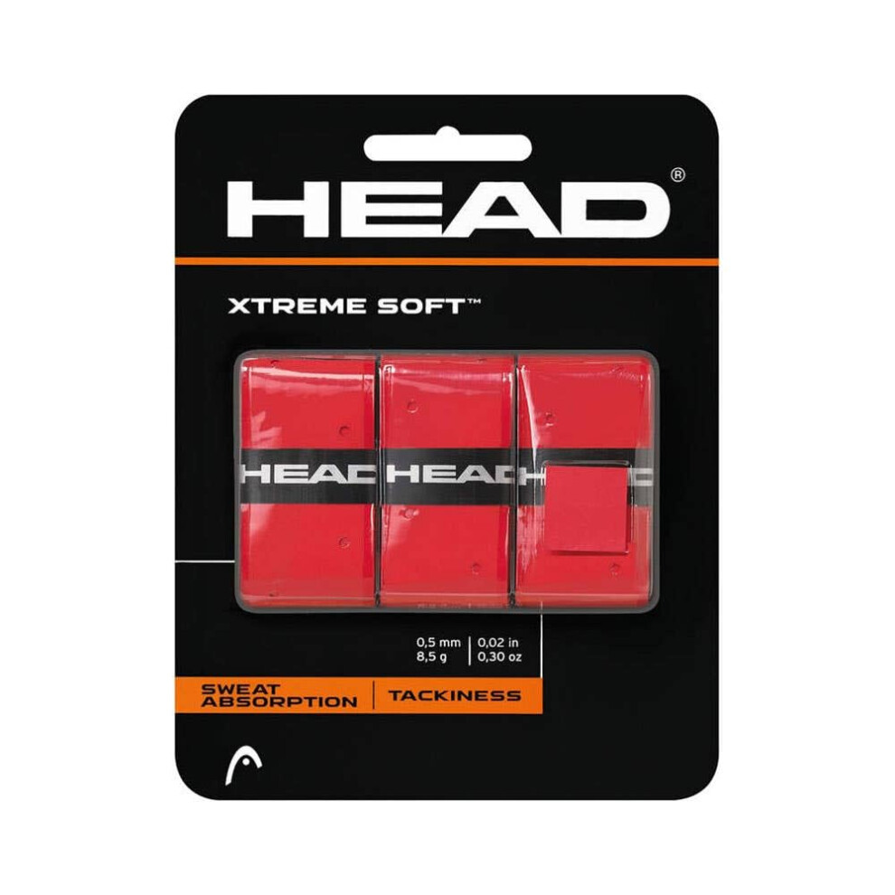 Head Unisex Adult 12 Xtremesofttm Xtreme Soft Racquet Overgrip Tennis Racket Grip Tape 3 Pack Pack Us Red