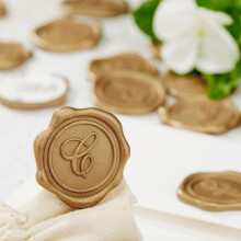 Adhesive Wax Seal Stickers 25Pk Pre-Made from Real Sealing Wax-Gold In
