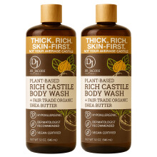 Dr. Jacobs Naturals Pure Castile Soap Liquid Body Wash Burro di Karit - Sapone completamente naturale infuso con vitamina E e aloe vera per idra