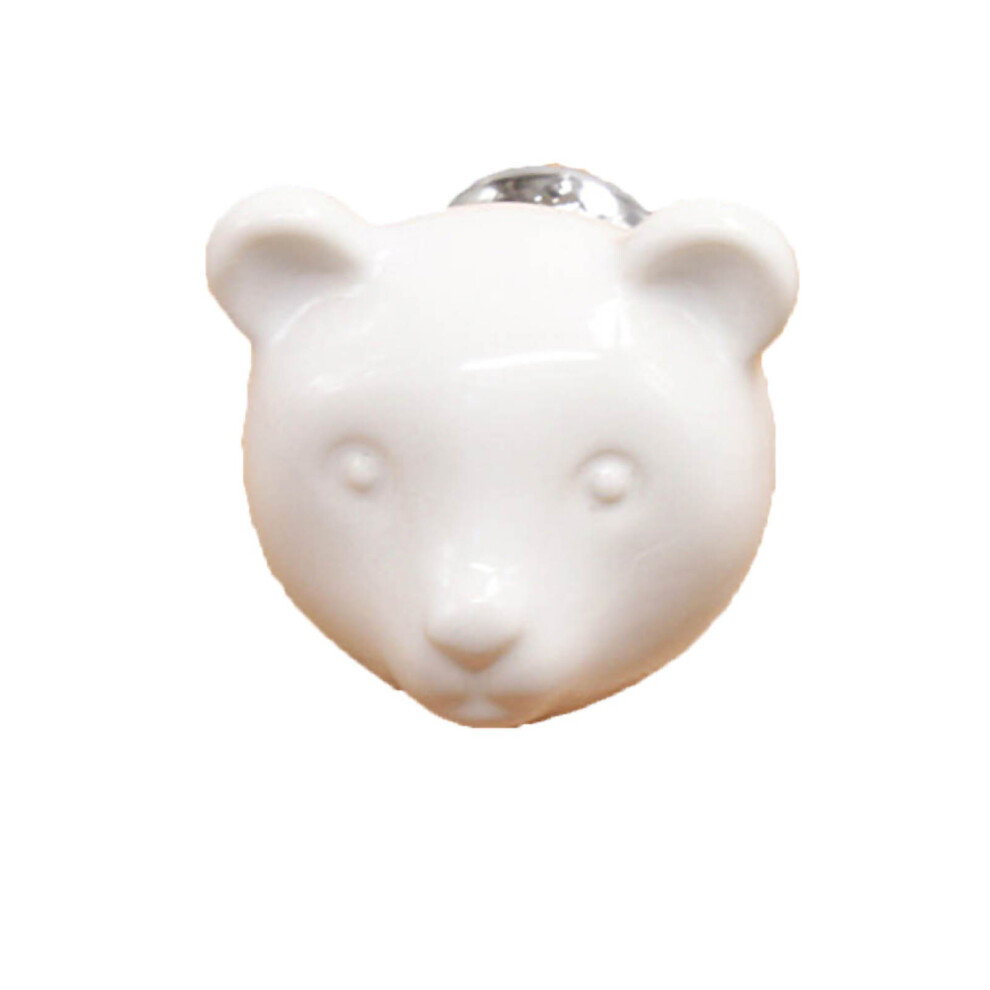 Ceramic Bear Door Knob Drawer Cupboard Wardrobe White