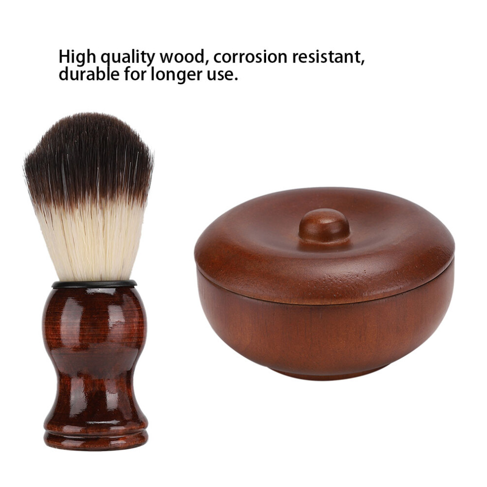 Cream Men's Wooden Shaving Soap Bowl & Beard Brush Kit, 10.5Cm Brush