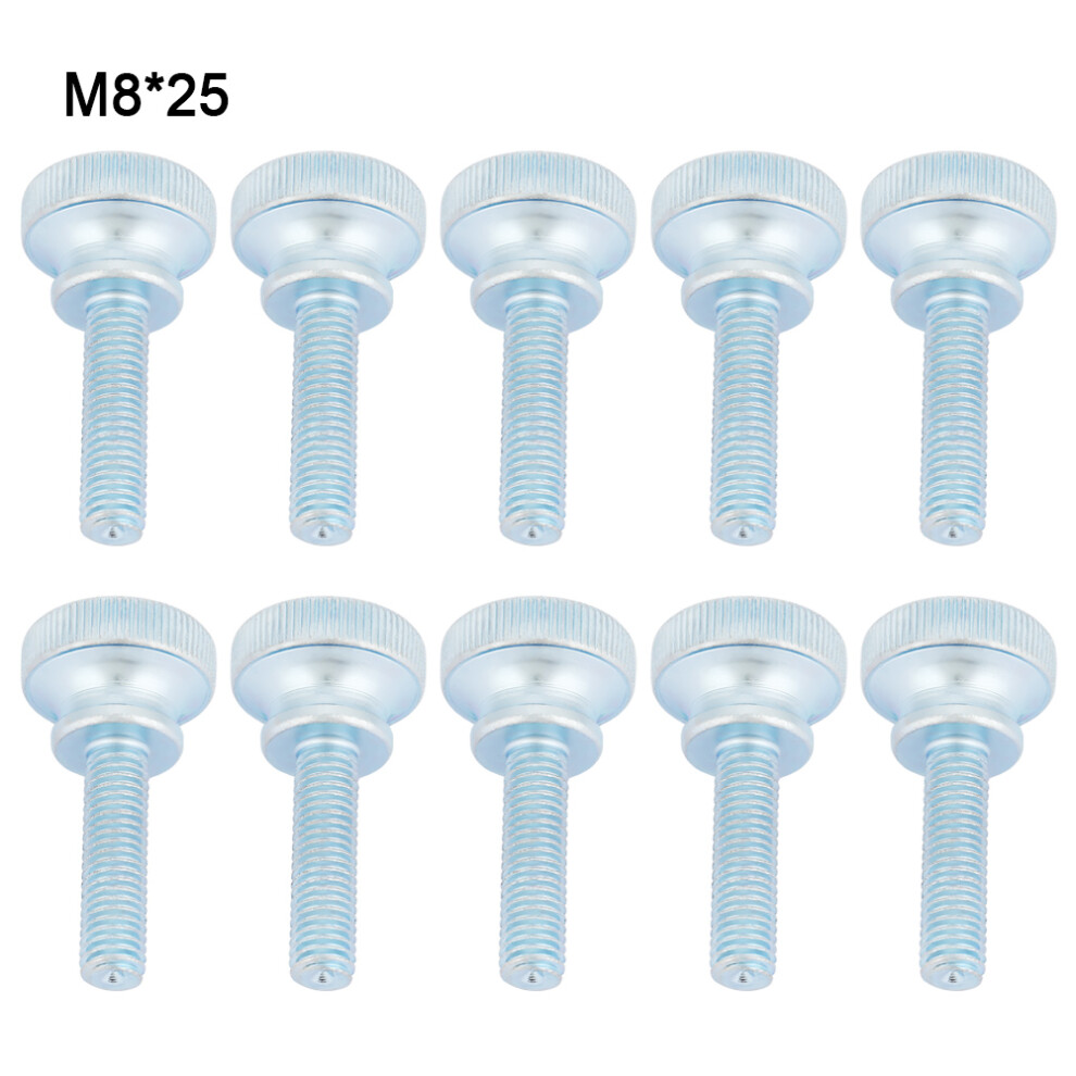 10pcs M8 Zinc Plated Carbon Steel Flat Knurled