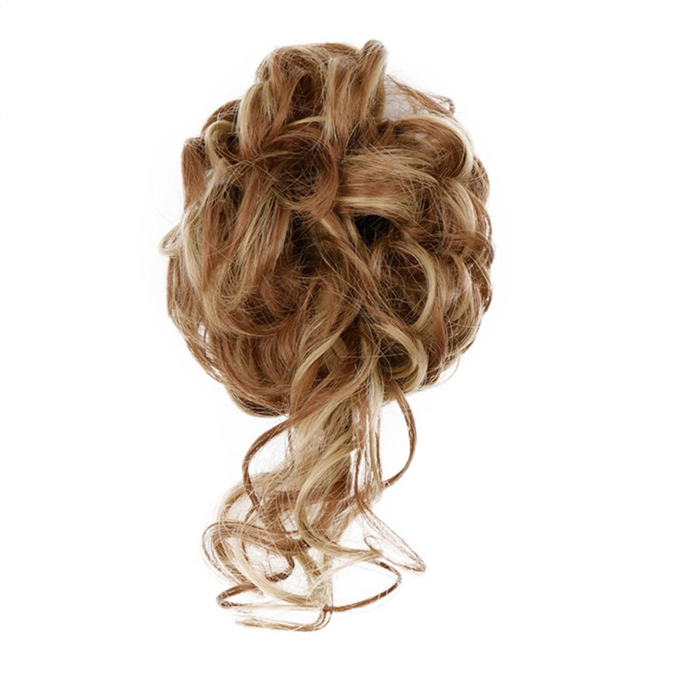 Unisex Hair Bun Extensions Synthetic Hair Messy Chignon With Tassels Ponytail Wave Bun Color 12H24