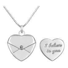 Heart Locket Necklace in Stainless-silver I believe in you