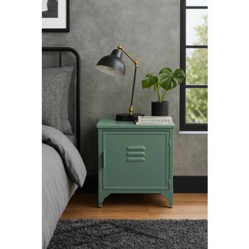 Green Industrial Metal Cabinet | Bedside Storage 1