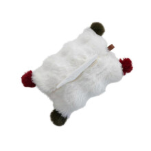 (White) Portable Plush Tissue Bag Soft Polyester Materials For Cozy Home Decors And Convenient Storage In Living Room Or Office White