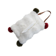(White) Portable Plush Tissue Bag Soft Polyester Materials For Cozy Home Decors And Convenient Storage In Living Room Or Office White