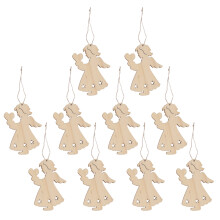 20Pcs Wooden Christmas Cutouts Light Yellow Hanging Ornaments for Tree
