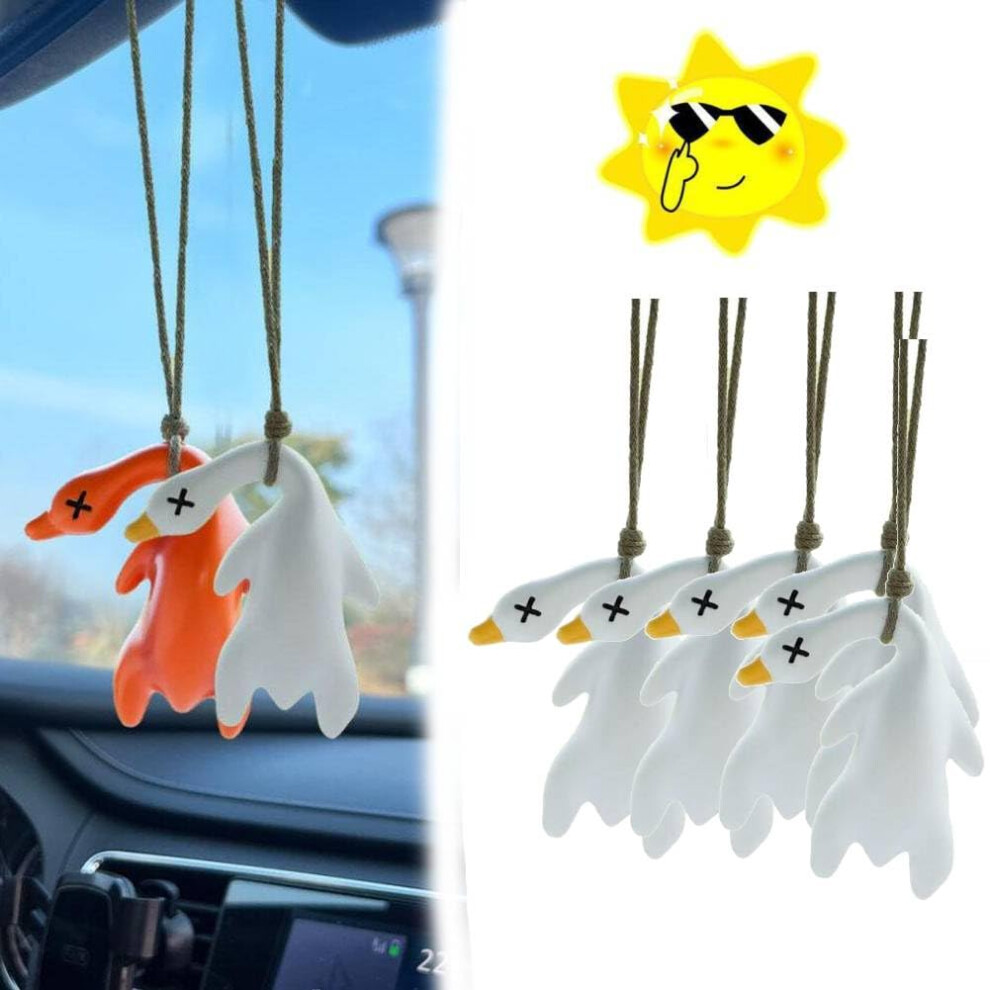 Color-Changing Roast Duck Car Pendant, Uv Reactive Duck Rearview Mirror Decor, Sun-Activated Car Accessory, 5-Piece 9016109867285