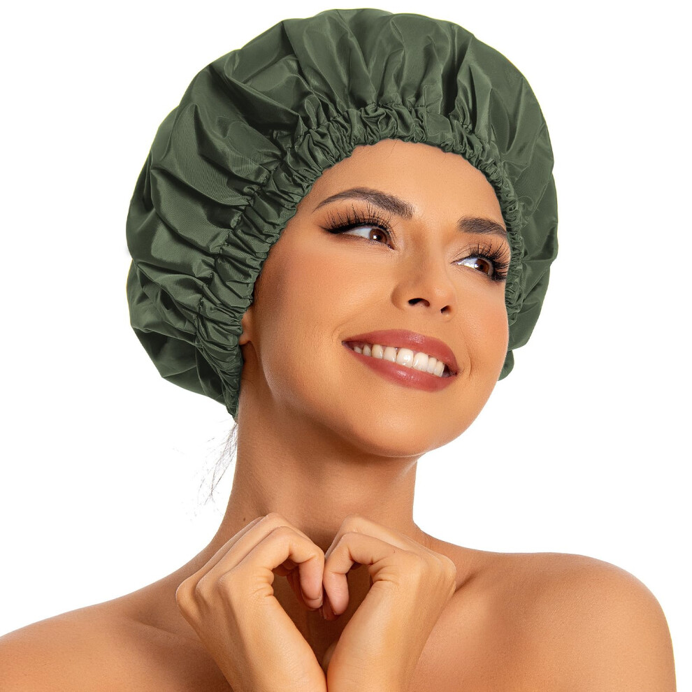 White Shower Caps Reusable Waterproof For Women