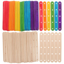 150 holz-eisstiele mit löchern – bastelstäbchen naturholz für diy