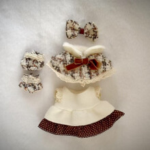 17cm Labubulila Pendant French Elegant Chanel Style Shawl Dress Set Plaid Fur Doll Clothes Accessories(Clothes only)