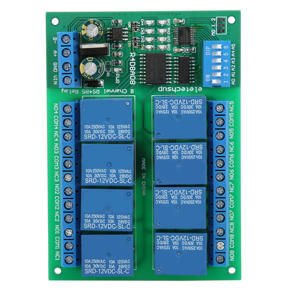 12V 8‑Channel RS485 Relay PLC Expansion Board for