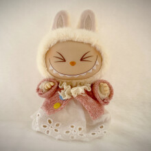(Beige, Baby clothes only (no doll included)) Party Labubu Hanging Doll Change Clothes Cat Jumpsuit Lady Dress 2-Piece Set Fabric Accessories Mesh