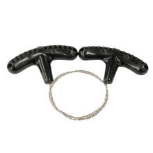 Portable Stainless Steel Wire Saw With Finger Handle For Outdoor Camping Hiking Pocket Manual Cutting Black