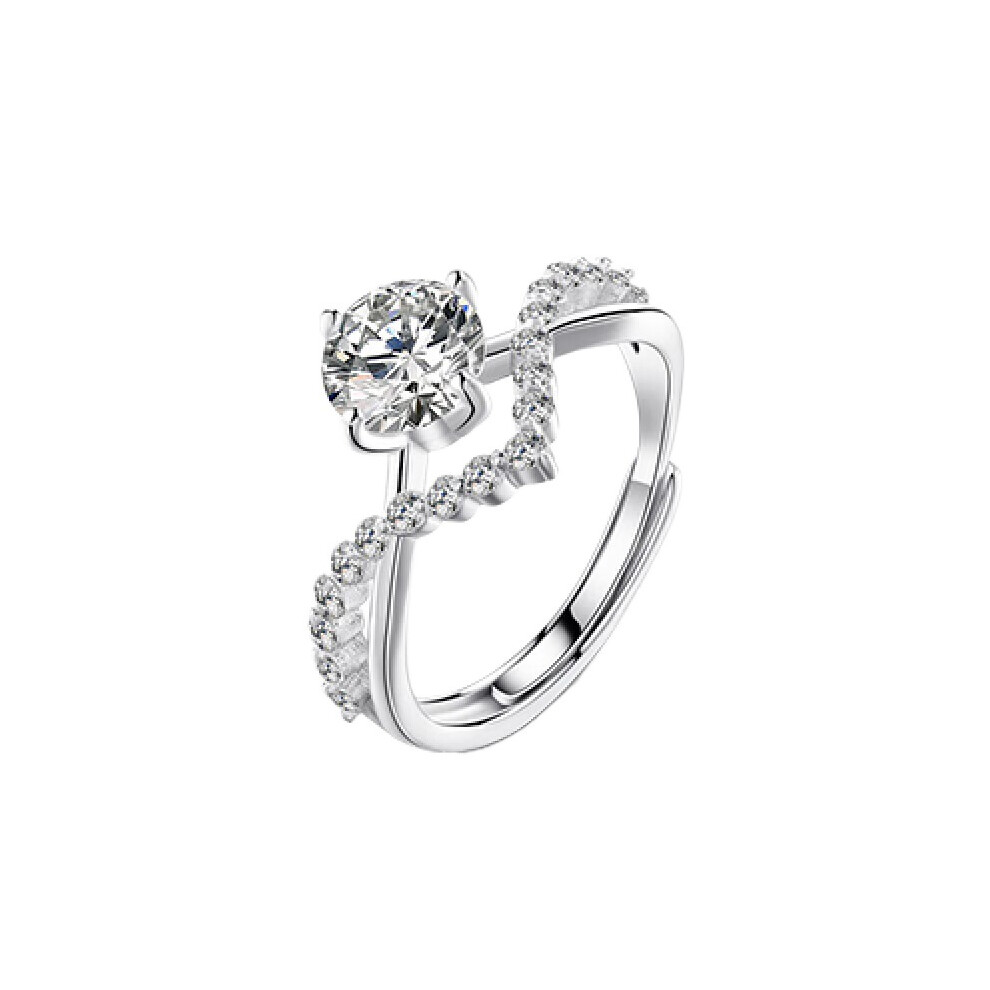 1 Carat Four Prong V-Cross Moissanite Ring for Women Adjustable Opening Luxury Geometric Fashion Jewelry-image-OPC-PKGTCWV-NEW
