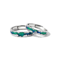 Eternal Aurora Couple's Rings Men's & Women's Styles Engagement & Proposal Dreamy Gradient Starry Sky Adjustable Open Band Luxurious Minimalism