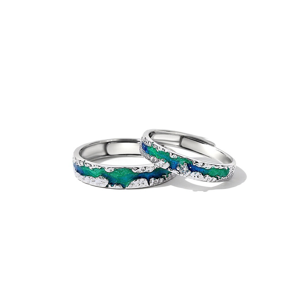 Eternal Aurora Couple's Rings Men's & Women's Styles Engagement & Proposal Dreamy Gradient Starry Sky Adjustable Open Band Luxurious Minimalism-image-OPC-PKGTCX5-NEW