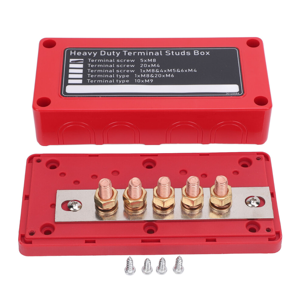 5 Way Power Distribution Block Dc48v 300A M8 X 5 Red 8320539324111