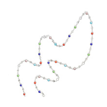 Women Necklace with Colorful Glass Beads-body chain Silver