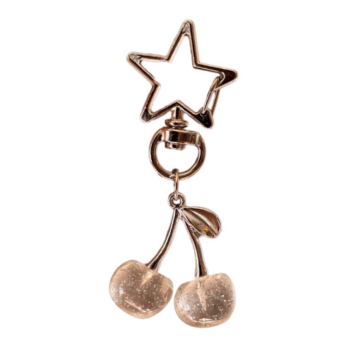 Cherry Bag Pendant Everyday Use Keyring for-White silver button