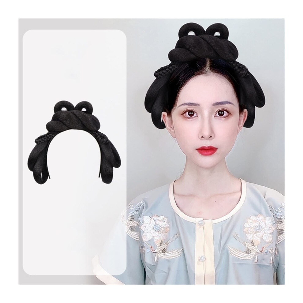 Unisex Hair Bun Extensions Synthetic Chinese Ancient Hair Bun Wig Hanfu Headwear For Women Color 003 Photography Accessory