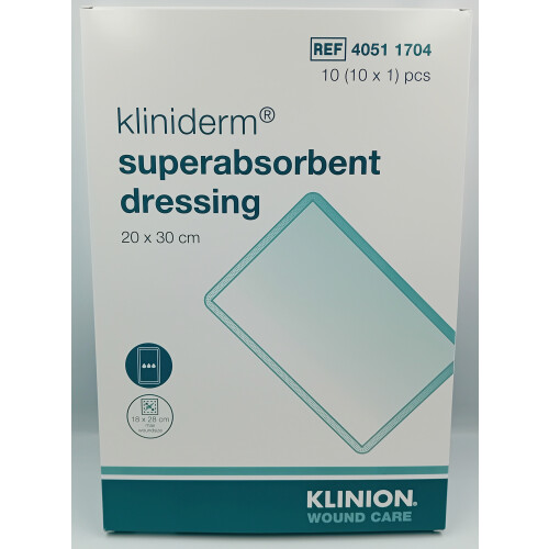 Kliniderm Super Absorbent NA 20cm x 30cm Box of 10 - REF:40511704