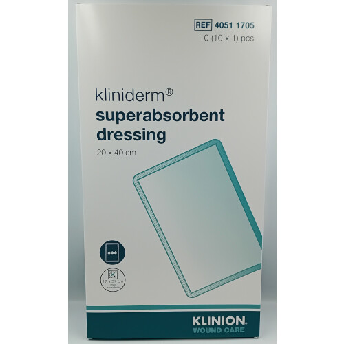 Kliniderm Super Absorbent NA 20cm x 40cm Box of 10 - REF:40511705