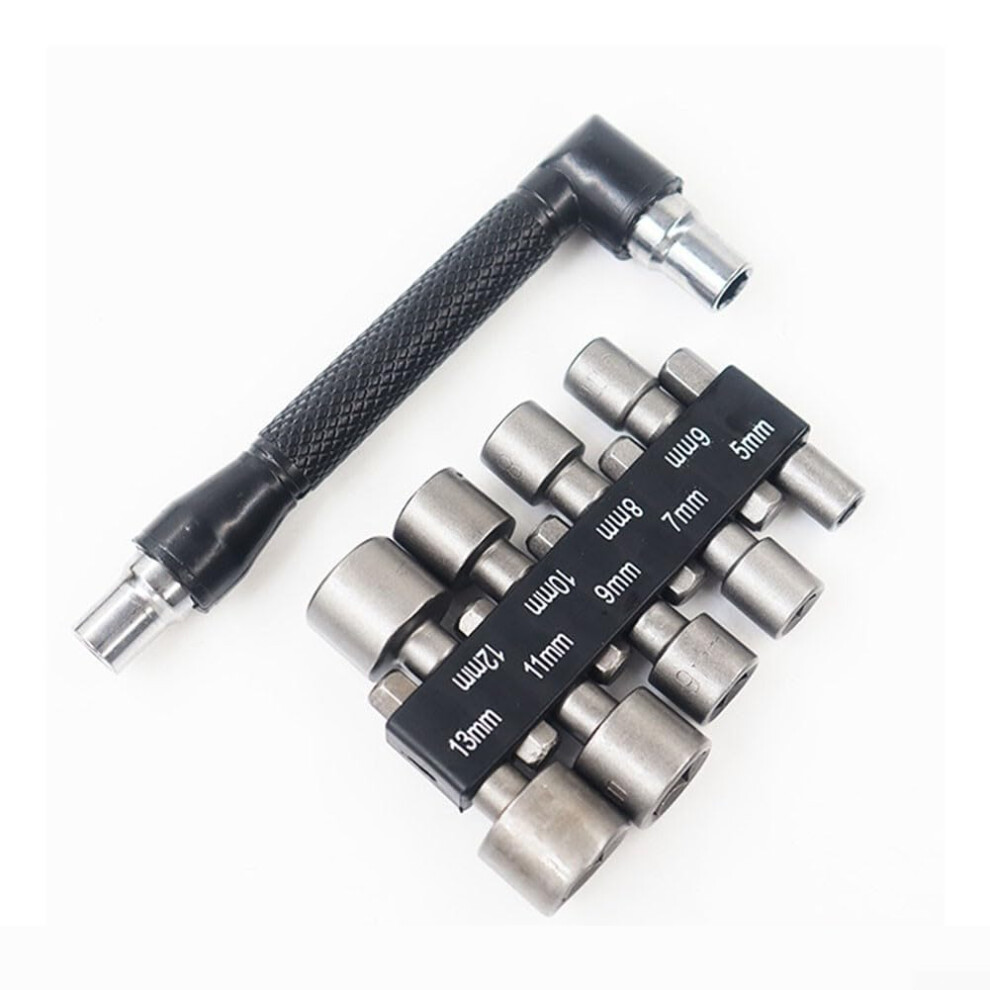 Socket Wrench Drill Nut Driver Set 14-Inch Shank Hex Adapter 9-Piece Drills And Screwdrivers Compatible 9016109868770