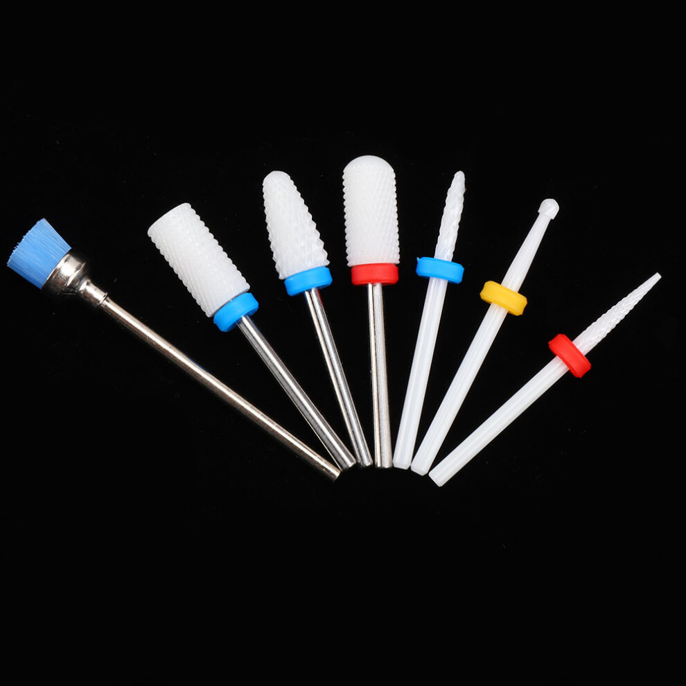 7pcs Nail Drill Bits Set - Ceramic & Tungsten Steel Cutters for Manicure