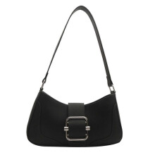 (Black) PU Leather Armpit Bag Korean Style Shopping Dating Bag Simple Shoulder Bag Small Handbag Purse for Women Teenage Girls White