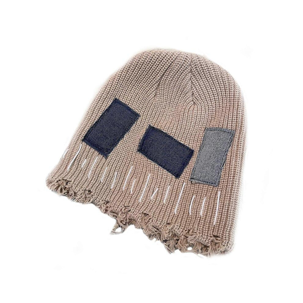 Zdjęcia - Pozostałe ozdoby  Patch Beggar Hat Baggy Slouchy Beanie Hat Knitted Warm hat for Men Women Crochet Knitted Hat Skullies Beanie Winter(Khaki)