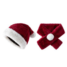 (2 piece set) Plush Christmas Scarf Santa Hat with White Brim for Holiday Parties Giving Love New Year Party Cosplay Accessories