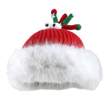 (red 1) Cute Christmas Beanie Hat for Women Girls Soft Knitted Cap with Antler Festival Costume Noel Hat Winter Warm Plush Hat red 1
