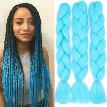 24 Braids Extensions Jumbo Braids Synthetic Hair 3 Bundles Synthetic Crochet Hair Braiding Hair Afro Box Braiding (sky Blue)