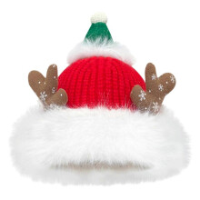(Red) Cute Christmas Beanie Hat for Women Girls Soft Knitted Cap with Antler Festival Costume Noel Hat Winter Warm Plush Hat red 1