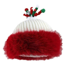 (Off white 1) Cute Christmas Beanie Hat for Women Girls Soft Knitted Cap with Antler Festival Costume Noel Hat Winter Warm Plush Hat red 1