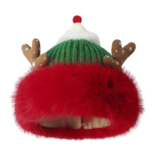 (Green) Cute Christmas Beanie Hat for Women Girls Soft Knitted Cap with Antler Festival Costume Noel Hat Winter Warm Plush Hat red 1