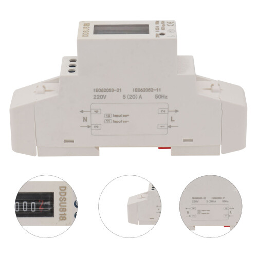 Single Phase Wattmeter White Analog Counter Din Rail Energy Meter 2
