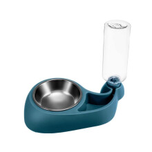 (Navy blue) Whale Shape for Cat Feeder Bowl and Water Dispenser Automatic Pet Food Feeder and Gravity Water Bottle for Cat Dog Bunny Pink