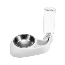 (Off white) Whale Shape for Cat Feeder Bowl and Water Dispenser Automatic Pet Food Feeder and Gravity Water Bottle for Cat Dog Bunny Pink