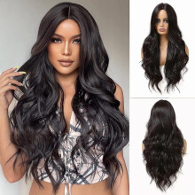 Long Wavy Black Wigs for Women Natural Synthetic Hair Heat Resistant Wigs