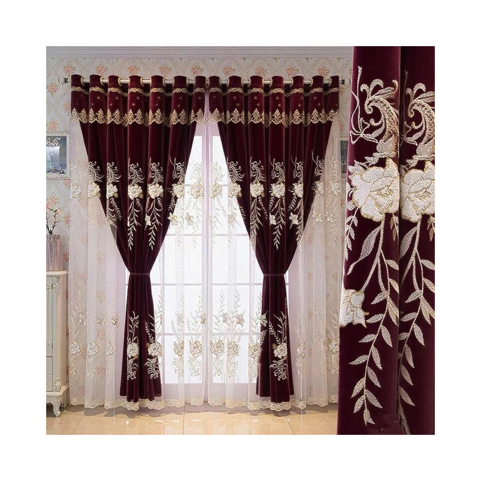 (burgundy, 98"W x 78.7"Lï¼250 x 200cmï¼) Blackout Curtains- Premium Polyester Thermal Insulated Energy Saving Noise Reducing Set of 2 Rod Pocket Pan-image-OPC-PKGVFJS-NEW