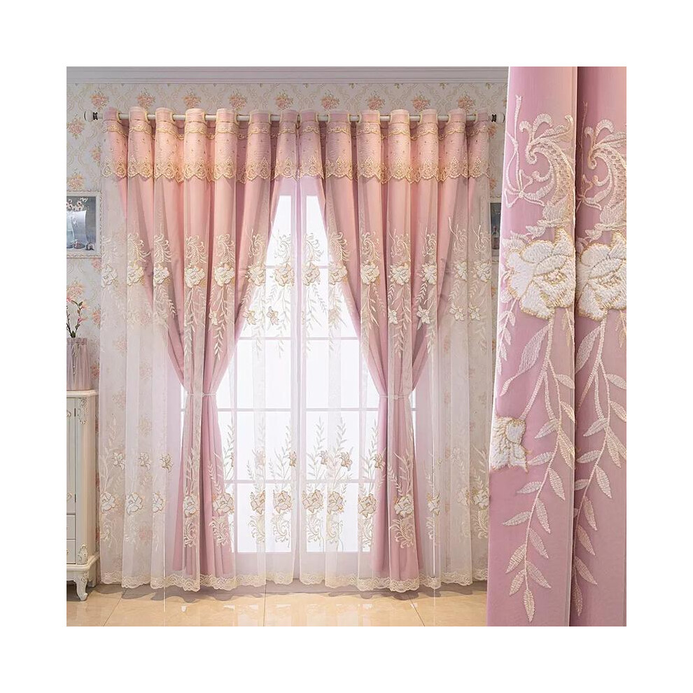 (Pink, 78.7"W x 102"Lï¼200 x 260cmï¼) Blackout Curtains- Premium Polyester Thermal Insulated Energy Saving Noise Reducing Set of 2 Rod Pocket Panels-image-OPC-PKGVFKS-NEW