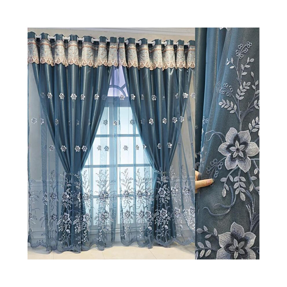 (Bright Blue, 78.74âWx102.36âL(200x260cm)) Blackout Curtains- Premium Polyester Thermal Insulated Energy Saving Noise Reducing Set of 2 Rod Pocket-image-OPC-PKGVFTM-NEW