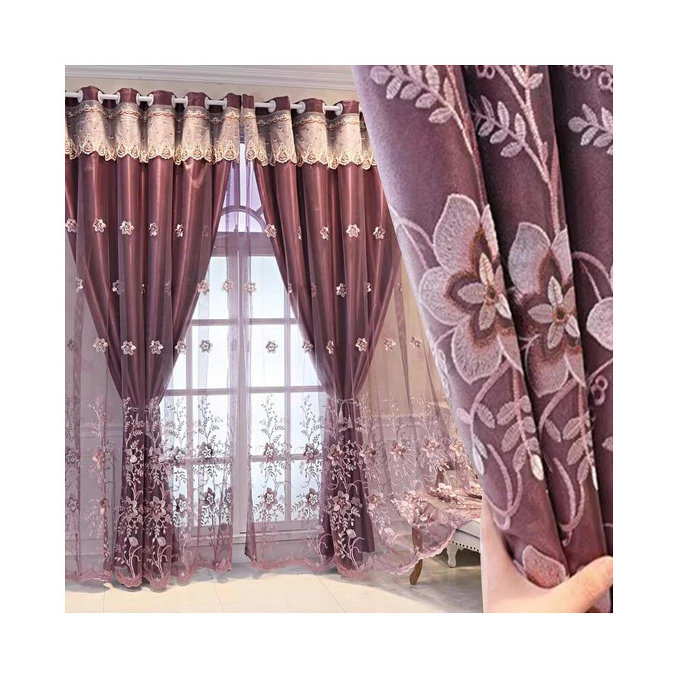 (Reddish Purple, 118.11âWx102.36âL(300x260cm)) Blackout Curtains- Premium Polyester Thermal Insulated Energy Saving Noise Reducing Set of 2 Rod Po-image-OPC-PKGVFV8-NEW