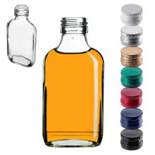 KADAX Flachmann 100ml, 1 Stück, kleine Glasflaschen mit Schraubverschluss, Fläschchen, leere Flaschen zum Befüllen, Farbenmix