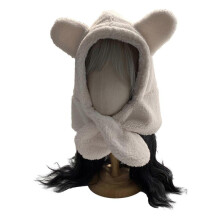 (White) Oversized Hat Scarf Photo Props New Year Halloween Gift for Adults Kids Cute Ears Y2K Halloween Headwear White