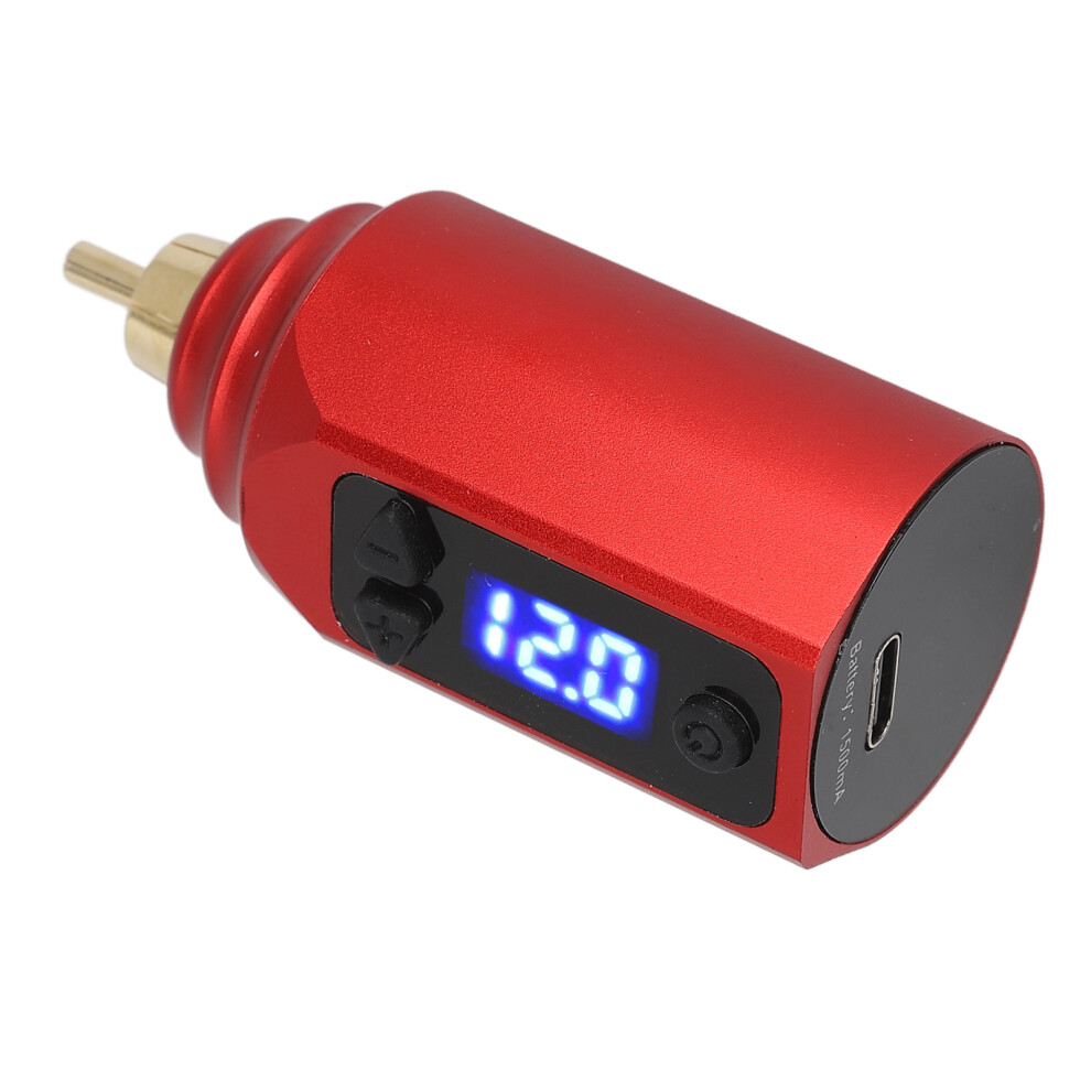 Wireless Tattoo Power Supply LED Display 1500mAh Red Aluminum 70x30mm